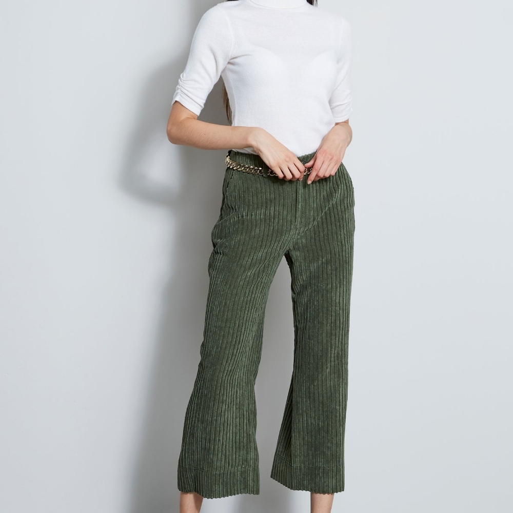 Elie Tahari Green Corduroy Cropped Pants NWT
